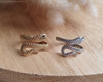 Snake ring - adjustable gold or silver stainless steel ring - women's ring - trendy ring - intertwined snake - coiled snake