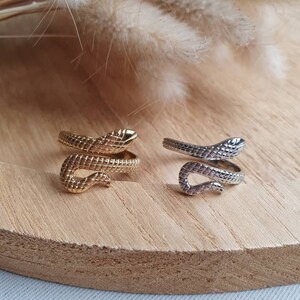 Snake ring - adjustable ring in gold or silver stainless steel - women&#39;s ring - trendy ring - intertwined snake - coiled snake