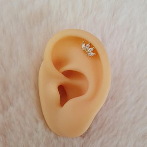 piercing d'oreille pour helix, lobe, flat, conch, snug, rook - tige de 6 mm en acier inoxydable doré et zirconium - boucles d'oreilles