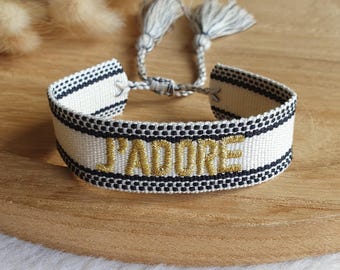 Woven bracelet adore - beige and gold bracelet - Brazilian bracelet - adjustable bracelet - summer bracelet - embroidered bracelet - sliding link