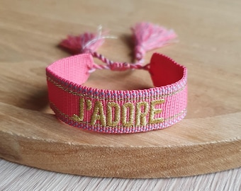 Woven bracelet adore - pink and gold bracelet - Brazilian bracelet - adjustable bracelet - summer bracelet - embroidered bracelet - sliding link
