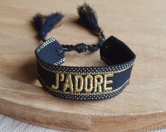 Woven bracelet adore - black and gold bracelet - Brazilian bracelet - adjustable bracelet - summer bracelet - embroidered bracelet - sliding link