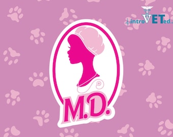 M.D. Doll Sticker,Doctor Sticker,Physician Sticker,Medical Doctor Sticker,Med Student ,Woman in Medicine,Female Doctor,Female Physician.