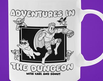Adventures in the Dungeon Carl & Donut Mug, Comic Art Coffee Cup (11oz/15oz)