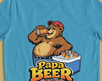 Papa Beer Bear Dad T-Shirt, Funny Dad Bod Tee, Unisex Graphic Shirt