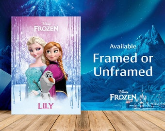 Personalised Frozen Poster, Elsa, Anna, Olaf, Disney, Frozen Gift, Birthday, Framed or Unframed