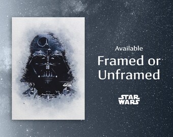 Darth Vader Collage Poster, Imperial Ships Vader, Anakin Skywalker, Dark Side Watercolour-Style Print, Framed or Unframed