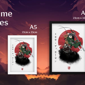 Mikasa Ackerman Poster, Attack on Titan Gift, Shingeki no Kyojin, Framed or Unframed image 5