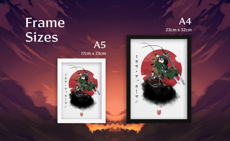 Mikasa Ackerman Poster, Attack on Titan Gift, Shingeki no Kyojin, Framed or Unframed image 5