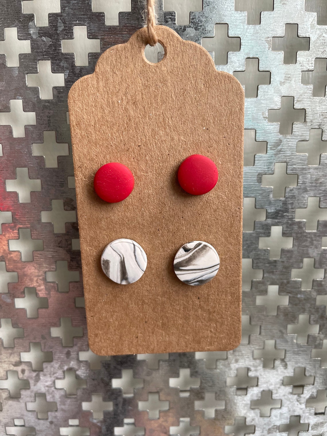 Marble Polymer Clay Stud Earrings Etsy