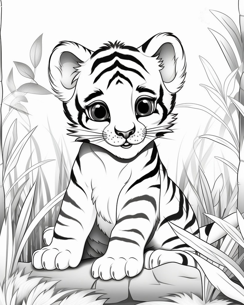 5 Coloring Pages for Kids Ages 4-8 Cute Baby Animals Digital Download ...
