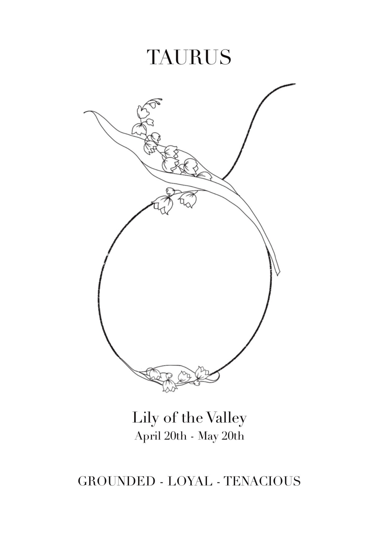 Taurus Birth Flower Zodiac Sign Print Zodiac Art Taurus Etsy Australia