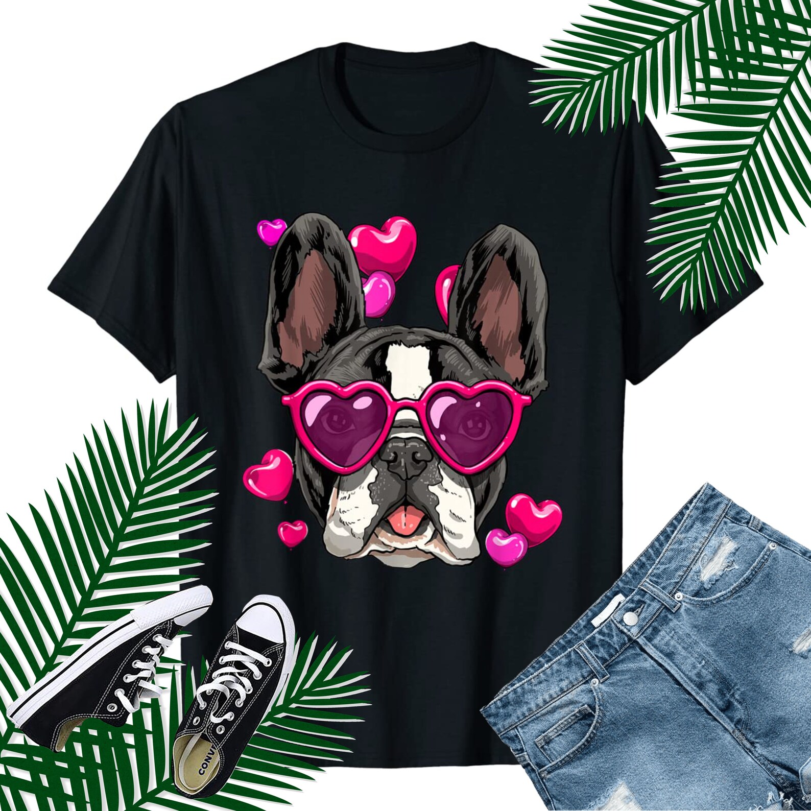 French Bulldog Valentines Day Shirt Heart Dog Lover Gift Etsy