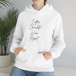 Coffee, Chocolate, Wine, Repeat - Unisex Heavy Blend Hooded Sweatshirt