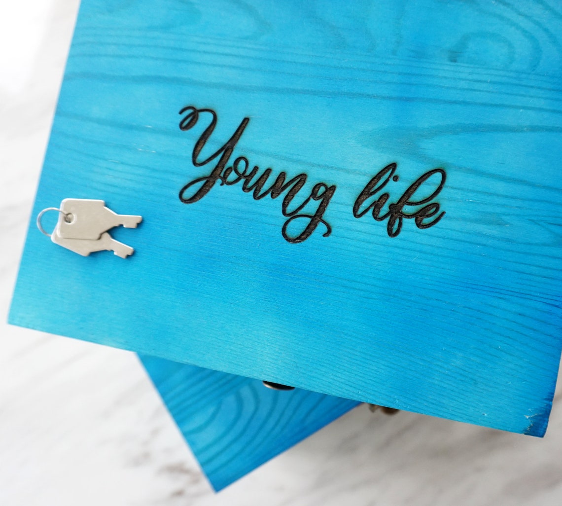 Wood Box lock & keys Personalized Memory Keepsake Box Wooden Etsy