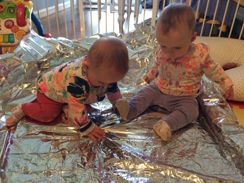 Tummy Time Baby Sensory Foil Blanket Large Space Etsy UK