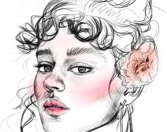 Custom Portrait, Keepsake Gift, Personalized Art, Illustration Print, Portrait Painting, Hand Painted