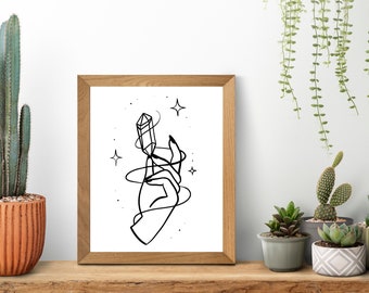 Witch Art Print, Halloween Home Decor, Original Illustration, Bedroom Wall Art