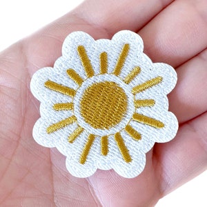 Gold Sun Embroidered Iron-On Patch | Sun Patch | Hippie Patches