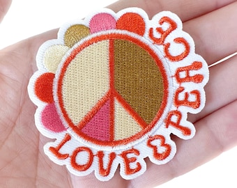 Love & Peace Embroidered Iron-On Patch | Hippie Patch | Cute Patches