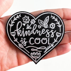 Kindness Is Cool Iron-On Patch | Heart Patch | Embroidered Patch | Cute Patches | Gifts for Her | Applique