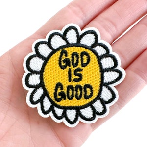 God is Good Flower Embroidered Iron-On Patch | Christian Patch | Hippie Patch | Christian Gift | Cute Patches | Gift for Her