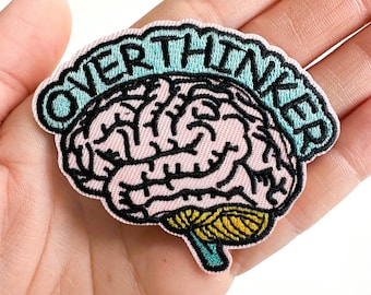 Overthinker Brain Embroidered Iron-On Patch | Cute Patches | Gift for Her | Applique