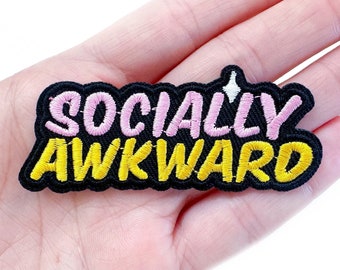 Socially Awkward Embroidered Iron-On Patch | Funny Patches | Funny Gifts
