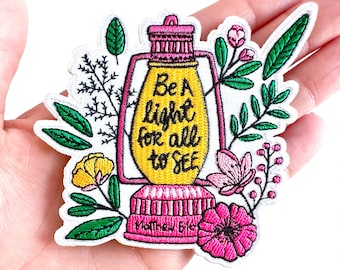 Be A Light For All To See Iron-On Patch | Matthew 5:16 Patch | Embroidered Patch | Christian Patch | Cute Patch