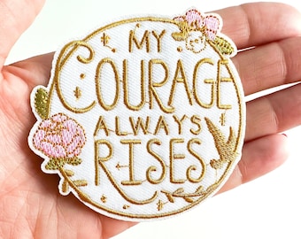 My Courage Always Rises Iron-On Patch | Jane Austen Patch | Jane Austen Gift | Cute Patches | Gifts for Her | Applique
