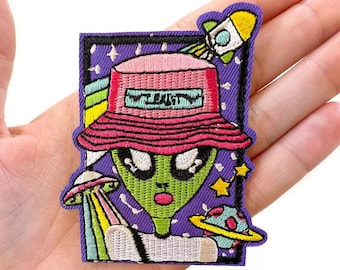 Alien Embroidered Iron-On Patch | UFO Patch | Alien Patch | Funny Patches