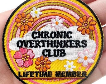 Chronic Overthinkers Club Iron-On Patch | Embroidered Patch | Funny Patches | Mental Health Patch