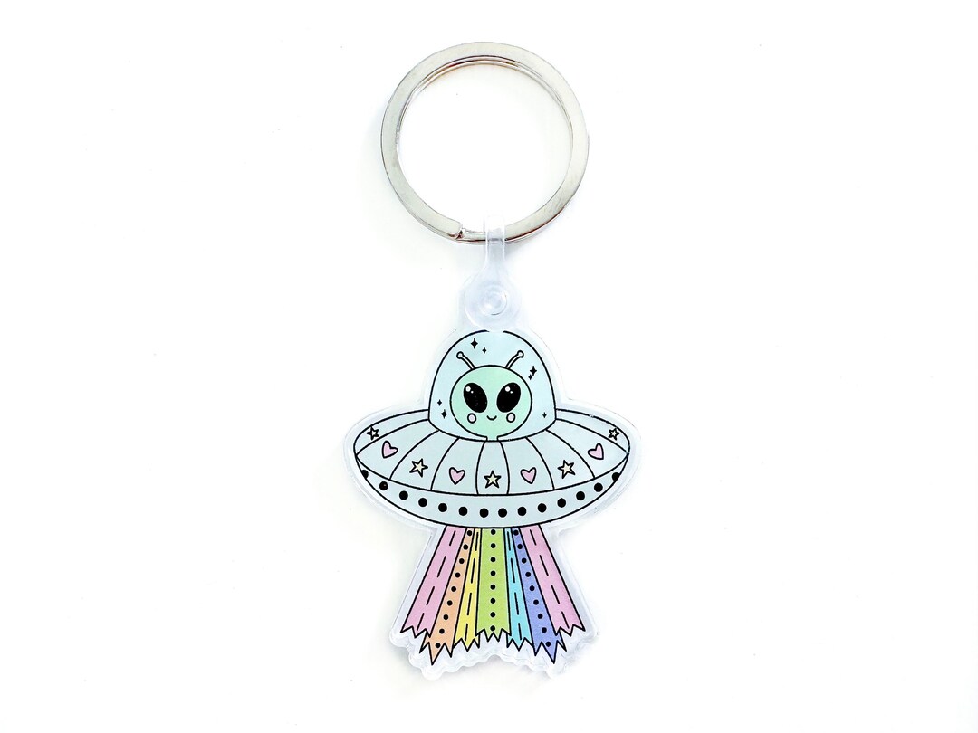 Alien Keychain acrylic UFO Keychain Cute Keychains Etsy