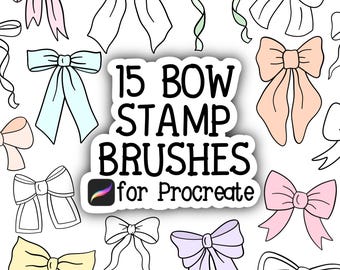 15 Hand-Drawn Bow Stamp Brushes for Procreate | Recolorable Bow Stamps for Digital Illustration & Pattern Design | Instant Download