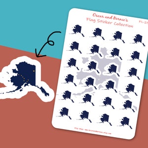 Alaska Map-shaped Flag Sticker Sheet | Alaska Flag| Envelope |  Journal | 24 individual stickers | The Last Frontier