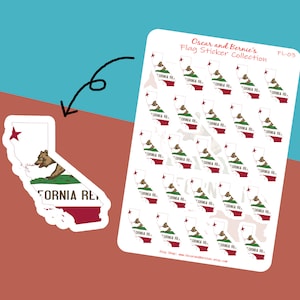 Autocollant représentant le drapeau de la Californie en forme de carte | Autocollants drapeau de la Californie | Autocollants pour enveloppes | autocollant de journal | | 25 stickers individuels