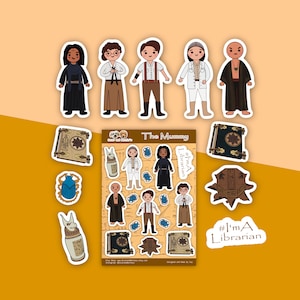 The Mummy 1999 Cartoony Characters Sticker Sheet | The Mummy 1999 Movie | Journal Stickers | Scrapbook Stickers