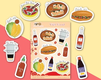 Vietnamese Foodies Sticker Sheet | Asian Food stickers | Journal Stickers | Scrapbook Stickers | Vietnam sticker | Asian Heritage Month