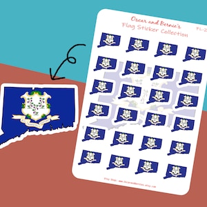Connecticut Flag Map Stickers: Glossy Journal Stickers (24 ct)