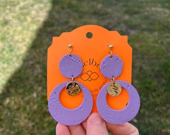 Lavender and Gold Statement Earrings