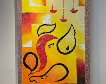 Ganesha texturerad målning | Ganesha modern målning | Hinduisk konst | Abstrakt indisk konst | Religiös målning | Heminredning | Handgjord målning