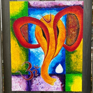 Ganesha Acrylic textured painting | Indian wall art | Modern Indian painting | Abstract Art | Elephant God