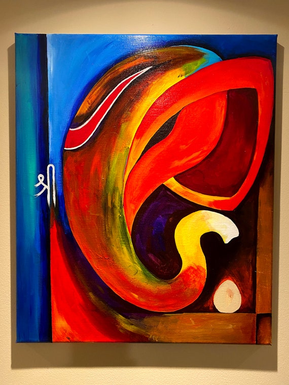 Lord Ganesha Acrylic Painting Canvas Painting Wall Decor Abstract