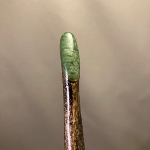 Wood Hair Stick With Green Jadeite
