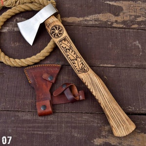 Custom Hand Forged High Carbon Steel Viking Axe with beautifully crafted Ash Wood Handle w/ Sheath FX-46
