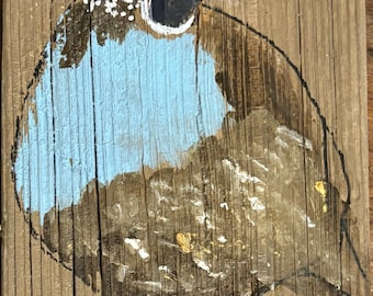 Unique Signed Original Acrylic Quail on Wood - Folk Art Style