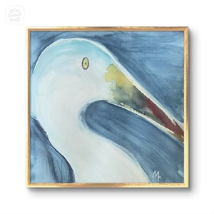 Original Snowy Egret - Watercolor Bird/Shorebird Painting - Signed Fine Art - 12x12 - not a print