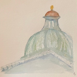 a Dome from Rome - 8x8  original signed watercolor - framing optional not a print!