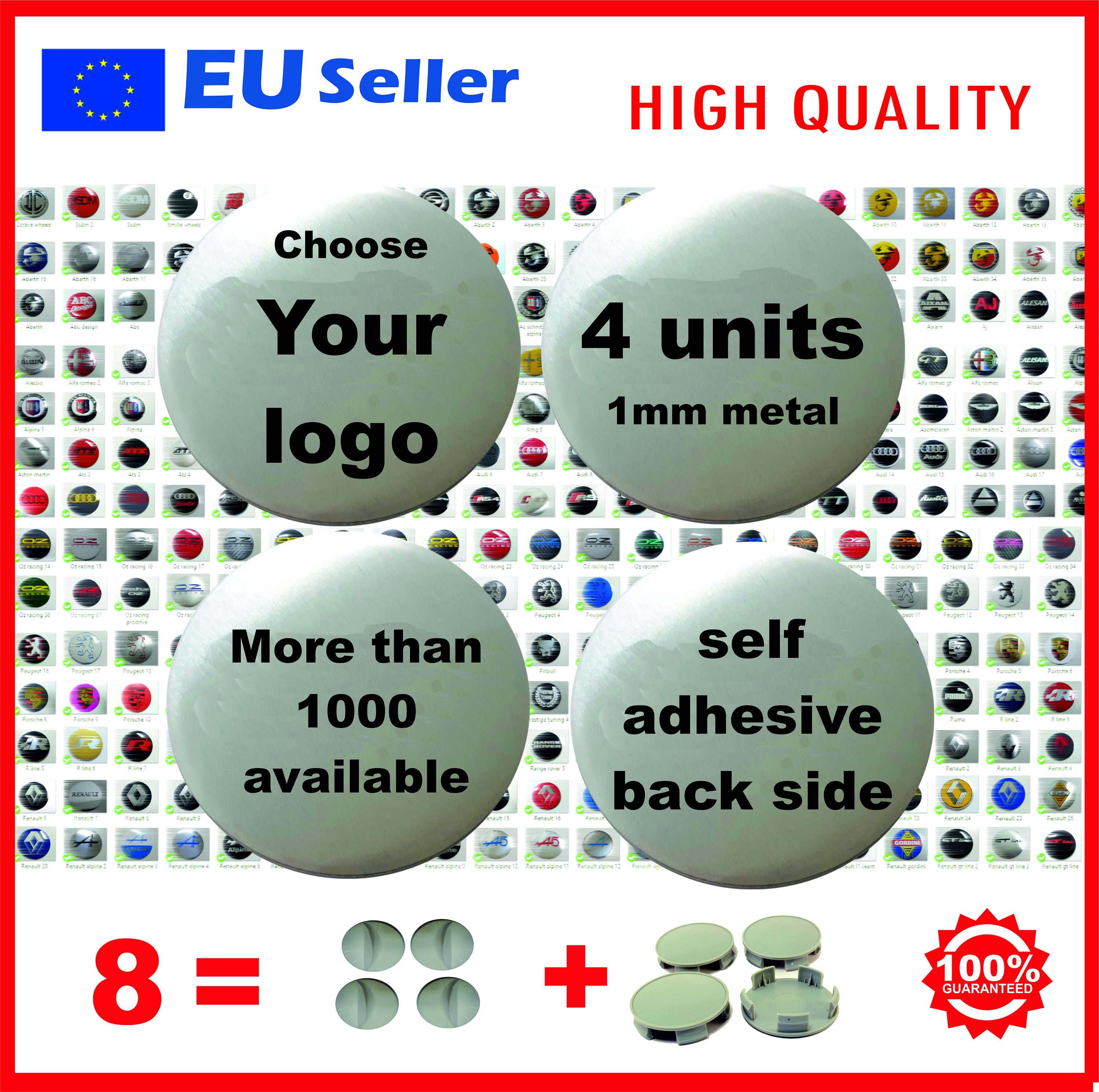 Car Parts & Accessories 4 metal stickers 1mm wheel center caps hub Rims