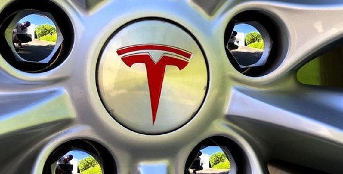 4 x TESLA metal stickers wheel center caps hub Rims fit most Etsy